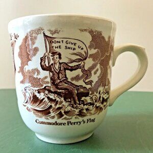 Vintage Commodore Perry's Flag Mug Cup Bowed But Not Beaten England